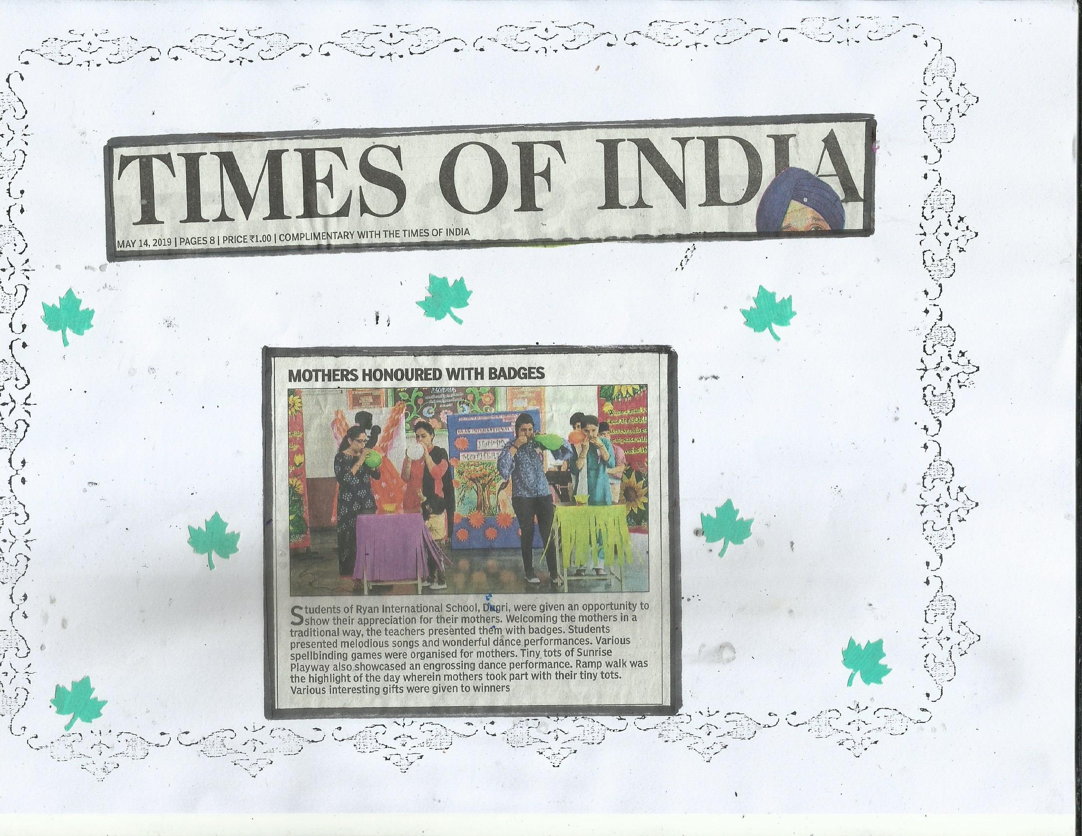 Mother’s Day Celebrations - Ryan International School, Dugri